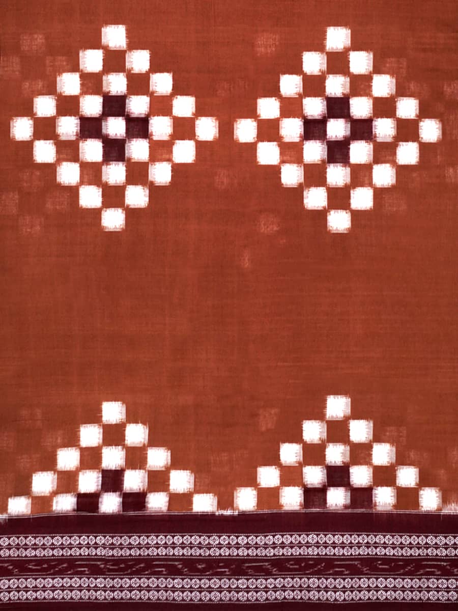 Kikyoiru Purple and Cinnamon Brown Sambalpuri Pasa Cotton Saree