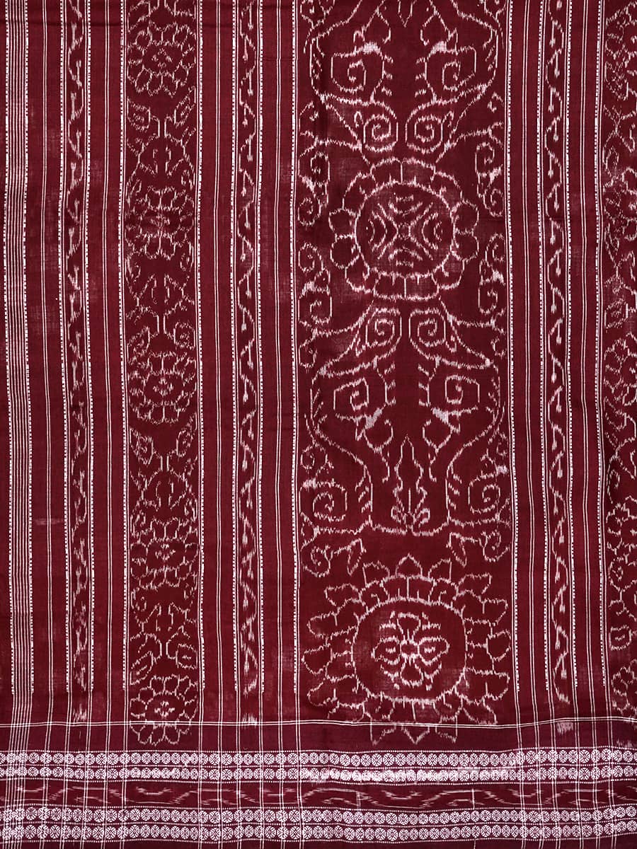 Kikyoiru Purple and Cinnamon Brown Sambalpuri Pasa Cotton Saree 3