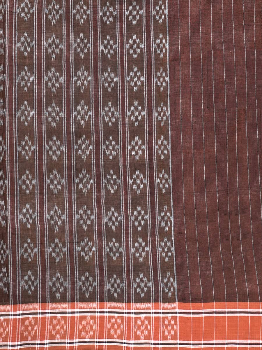 Midnight Black, Elephant Grey, and Cinnamon Sambalpuri Zigzag Cotton Saree 3