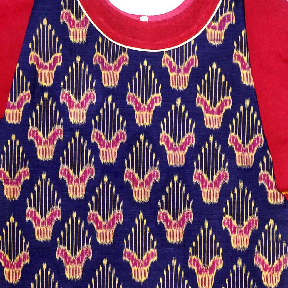 Navy and Maroon Handwoven Cotton Kurti 1