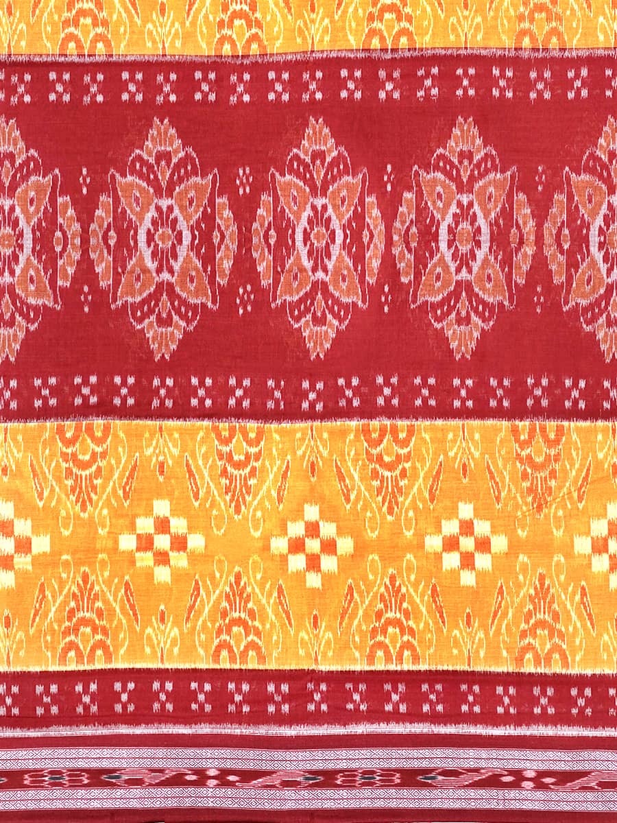 Orangutan and Russet Sambalpuri Pasa Cotton Saree 2