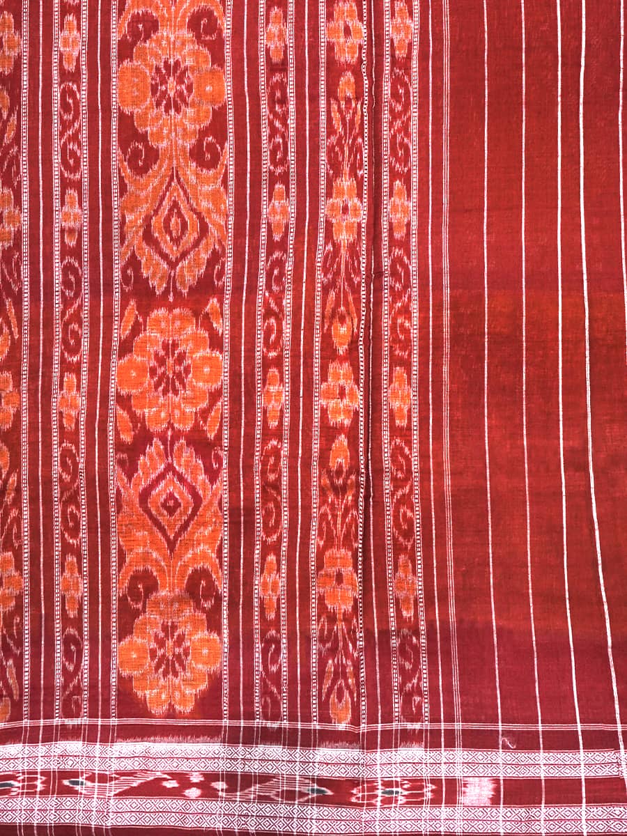 Orangutan and Russet Sambalpuri Pasa Cotton Saree 3