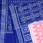 Pale Pink and Azure Tribal Print Sambalpuri Cotton Saree 1