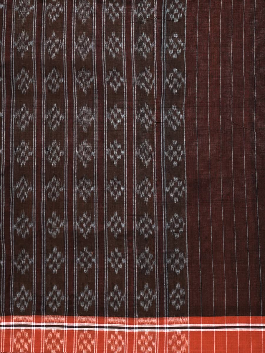 Pitch Black and Dark Elm Brown Sambalpuri Cotton Saree 2