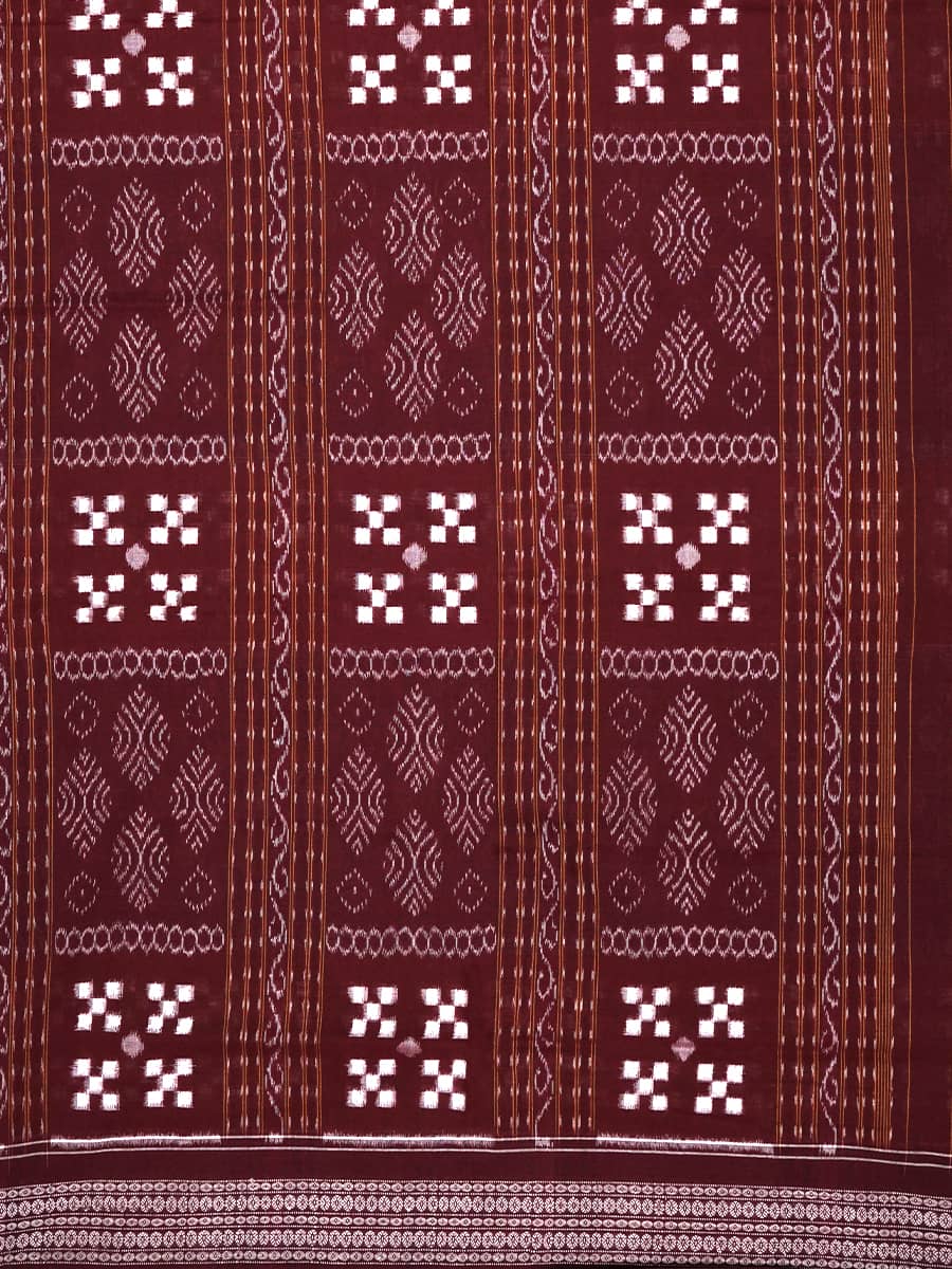 Plum and Russet Sambalpuri Pasa Cotton Saree 3