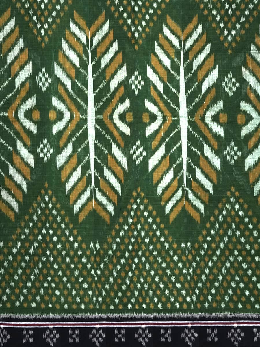 Racing Green and Jet Black Sambalpuri Pasa Cotton Saree