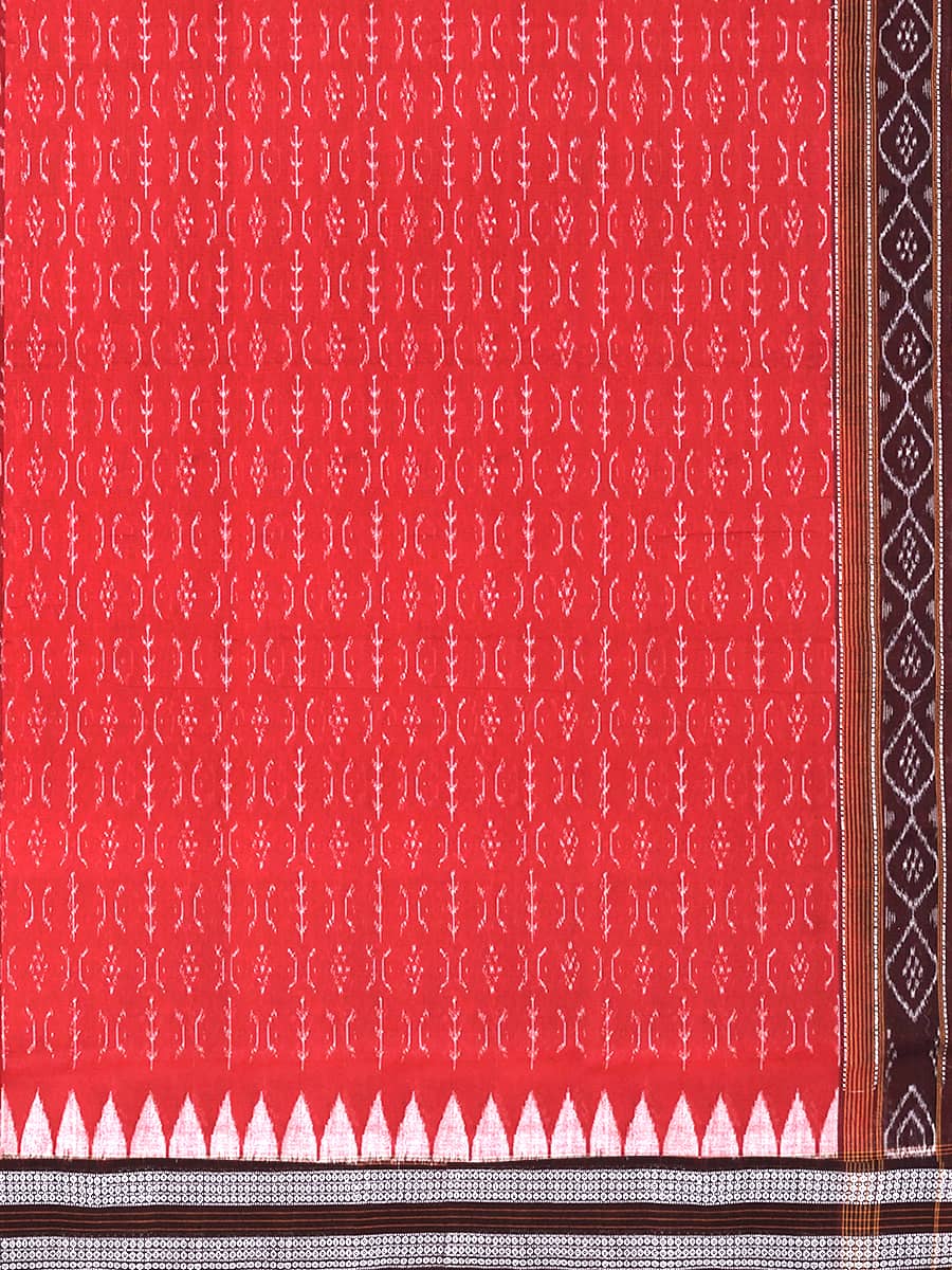 Red Oxide and Grease Black Sambalpuri Cotton Saree 2