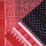 Red Pepper and Jade Black Sambalpuri Cotton Saree 1