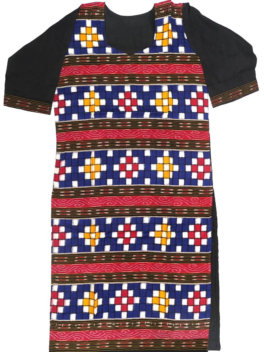 Red, Yellow, Blue and Black Handwoven Cotton Kurti