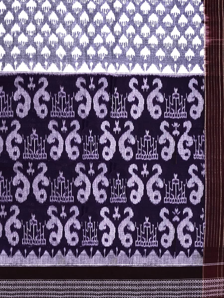 Slate Grey, Kikyoiru Purple, and Jet Black Sambalpuri Cotton Saree 2