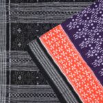 Space Cadet, Orange Sherbet, and Charcoal Sambalpuri Cotton Saree 1