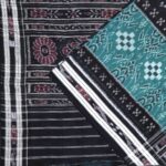 Teal Blue and Pitch Black Sambalpuri Cotton Saree 1