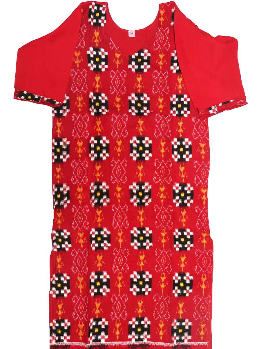 Tomato Red Handwoven Pasa Cotton Kurti