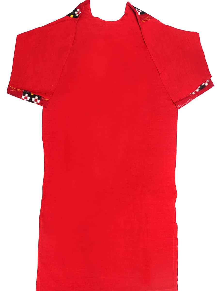 Tomato Red Handwoven Pasa Cotton Kurti 3