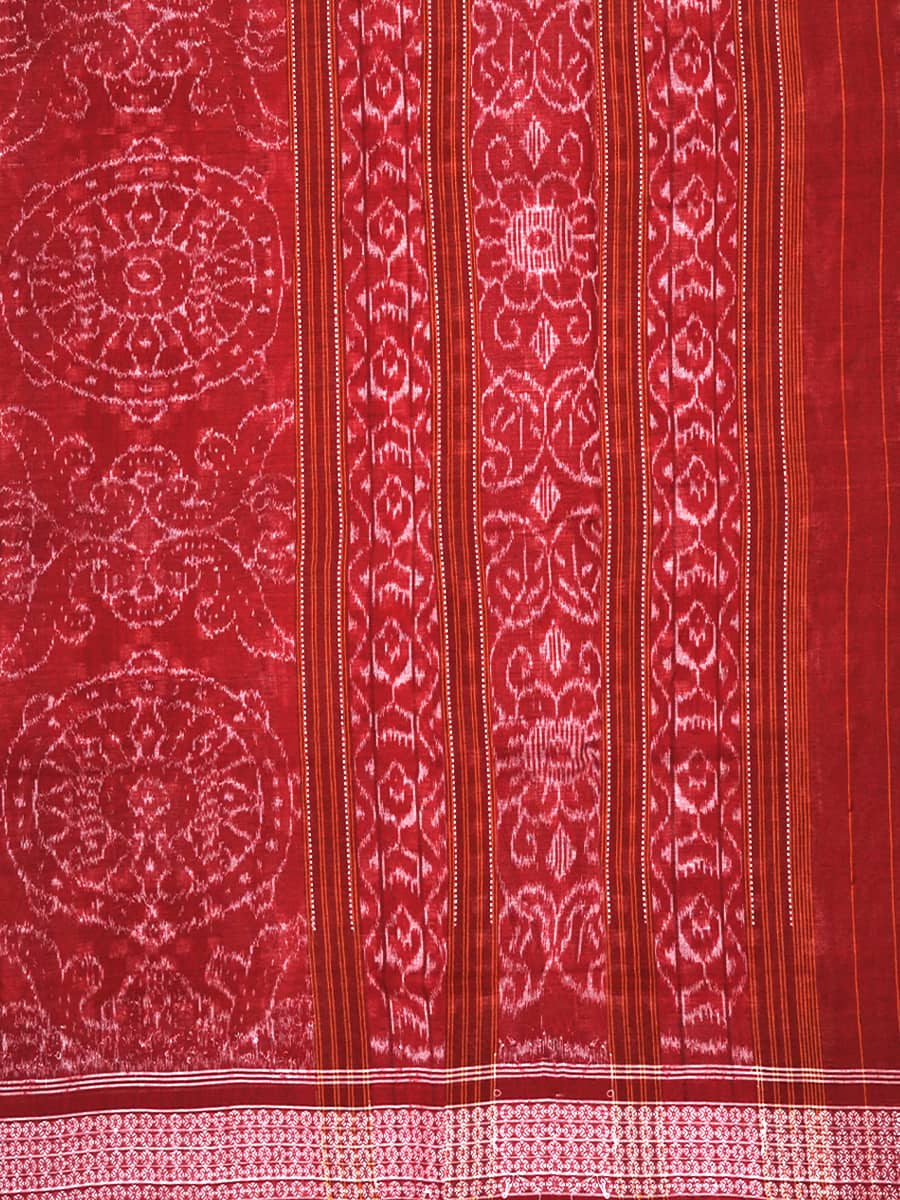 Velvet Rose and Morroccan Red Sambalpuri Cotton Saree 3